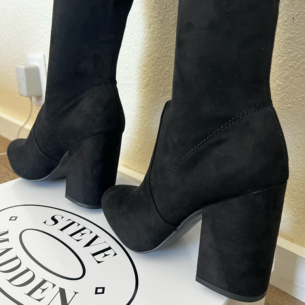 Steve Madden Black Suede Over-the-Knee Norri Boots Size 5.5W - Picture 5 of 12